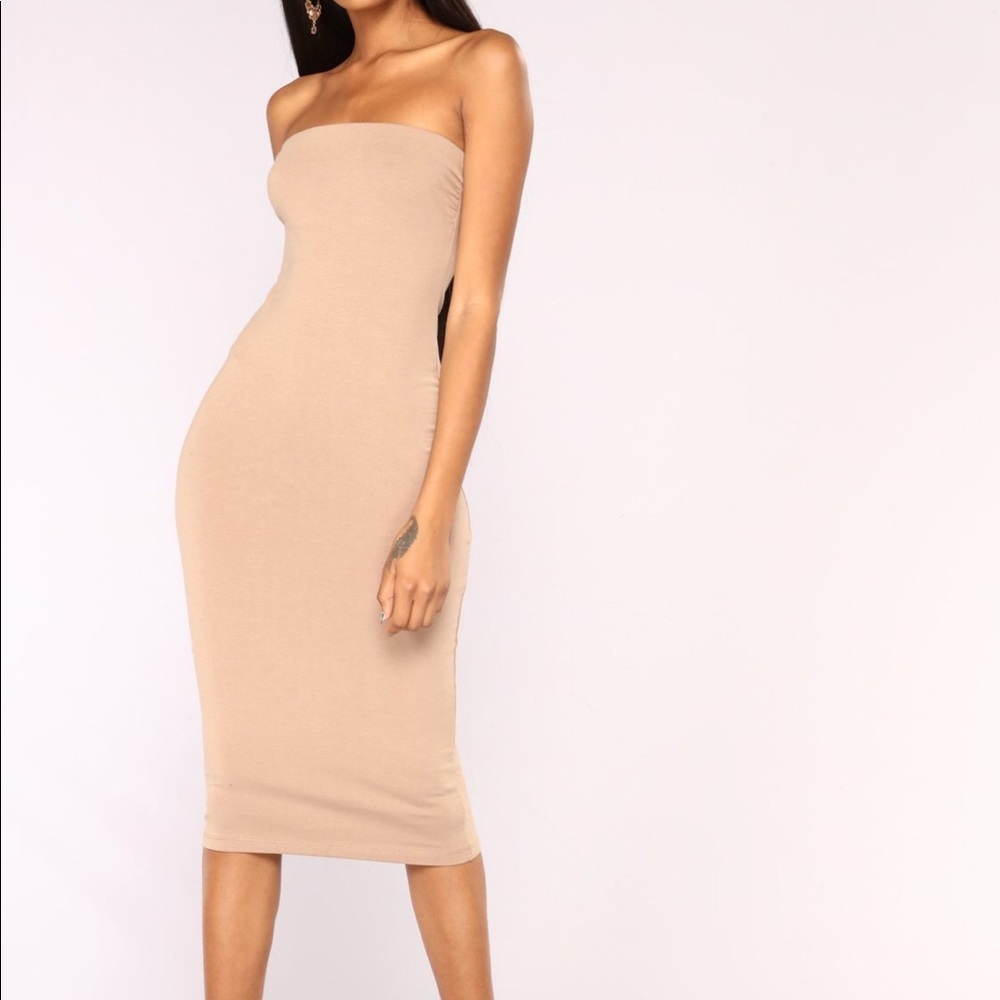 Fashion Nova tube midi dress baby pink not nude